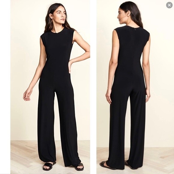 Norma Kamali Kamali Kulture Sleeveless Wide Leg Jumpsuit in Black M NWOT
